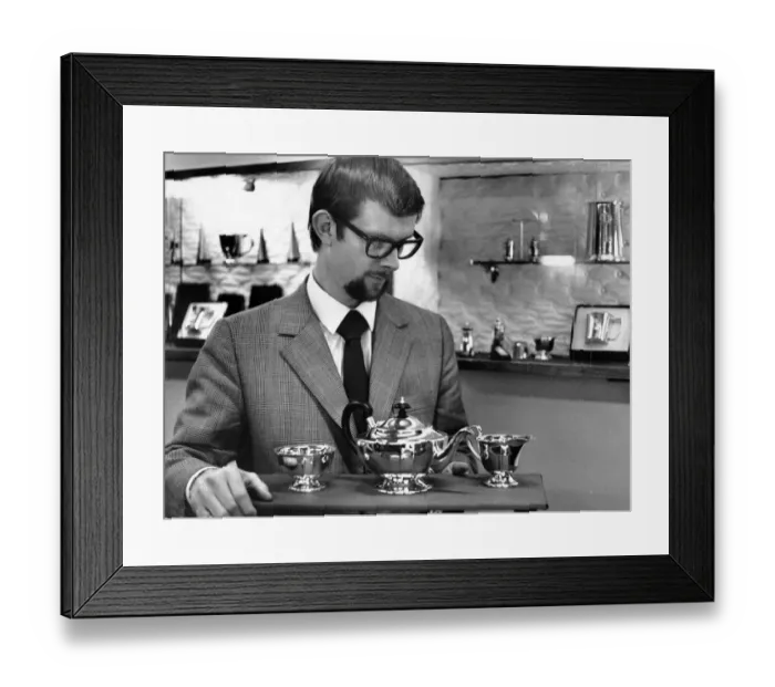 Framed Print : Robert Adams, Antiques Dealer who has a shop in Sheldon, Birmingham