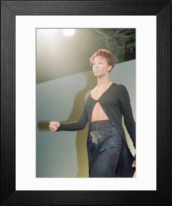 Framed Print : Naomi Campbell, models John Rocha at London Fashion Week 1993, 5th March 1993 Framed Print : Naomi Campbell, models John Rocha at London Fashion Week 1993, 5th March 1993