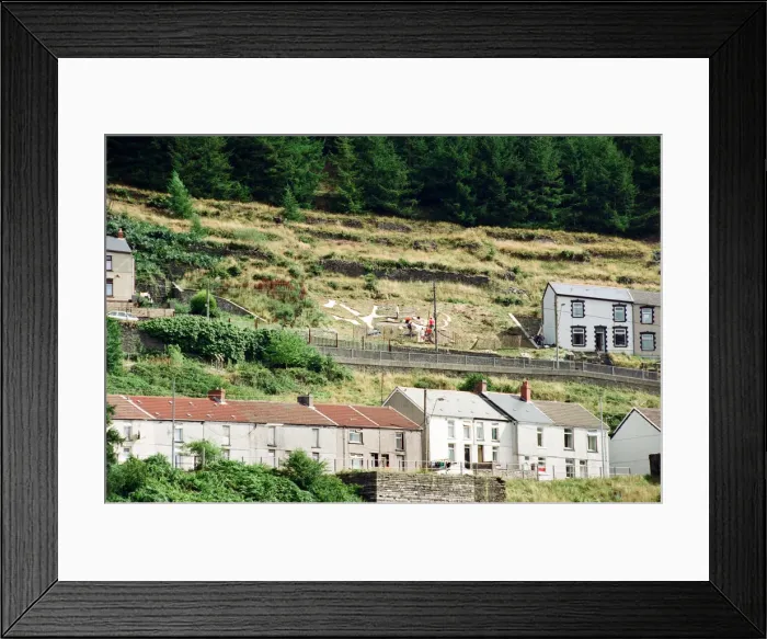 Framed Print : A huge Dragon made from recycled marble on the hillside in Blaenllechau
