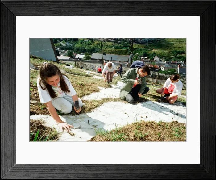 Framed Print : A huge Dragon made from recycled marble on the hillside in Blaenllechau Framed Print : A huge Dragon made from recycled marble on the hillside in Blaenllechau