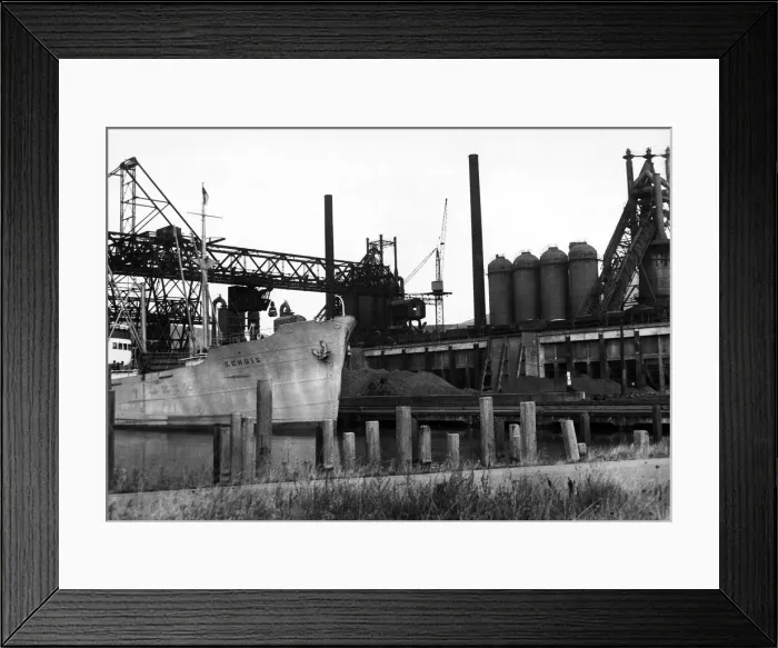 Framed Print : Unloading Ore at the Wharf alongside the GKB Blast Furnaces at Margam. Circa 1947 Framed Print : Unloading Ore at the Wharf alongside the GKB Blast Furnaces at Margam. Circa 1947