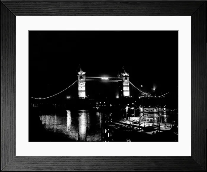 Framed Print : Tower Bridge, London, and The River Thames Picture taken at night