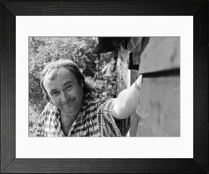 Framed Print : Phil Collins at his studio in Surrey. 28th July 1985