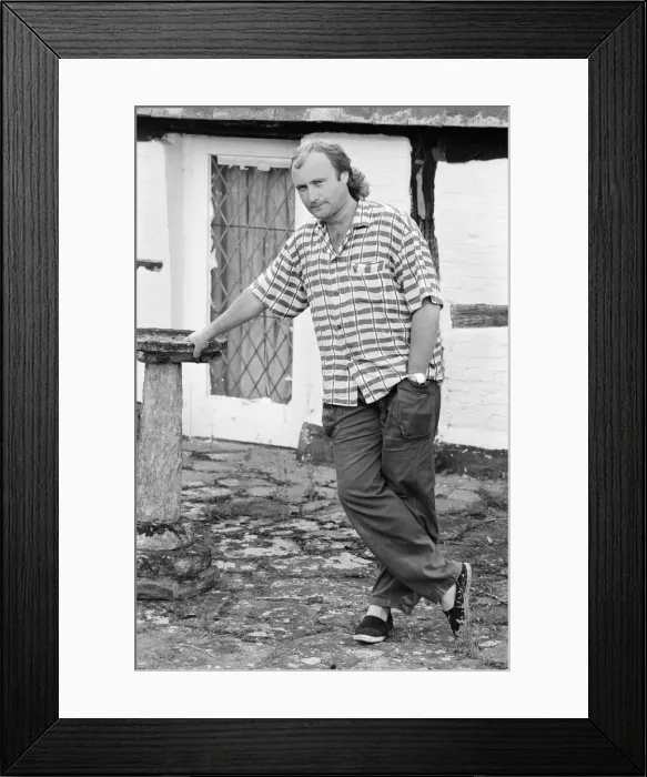 Framed Print : Phil Collins at his studio in Surrey. 28th July 1985