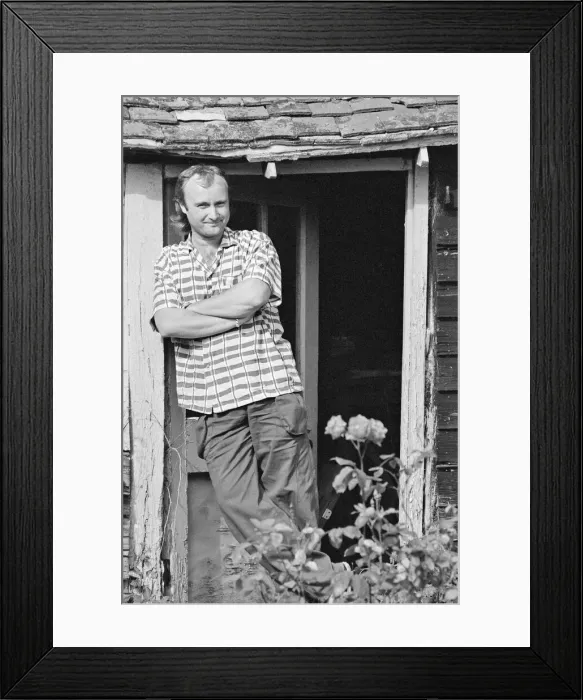 Framed Print : Phil Collins at his studio in Surrey. 28th July 1985 Framed Print : Phil Collins at his studio in Surrey. 28th July 1985