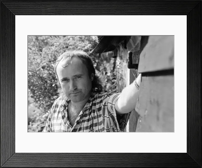 Framed Print : Phil Collins at his studio in Surrey. 28th July 1985
