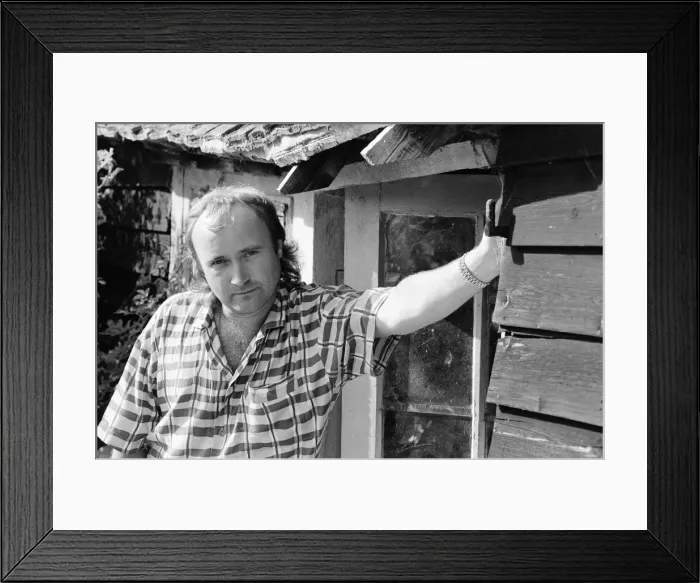 Framed Print : Phil Collins at his studio in Surrey. 28th July 1985 Framed Print : Phil Collins at his studio in Surrey. 28th July 1985