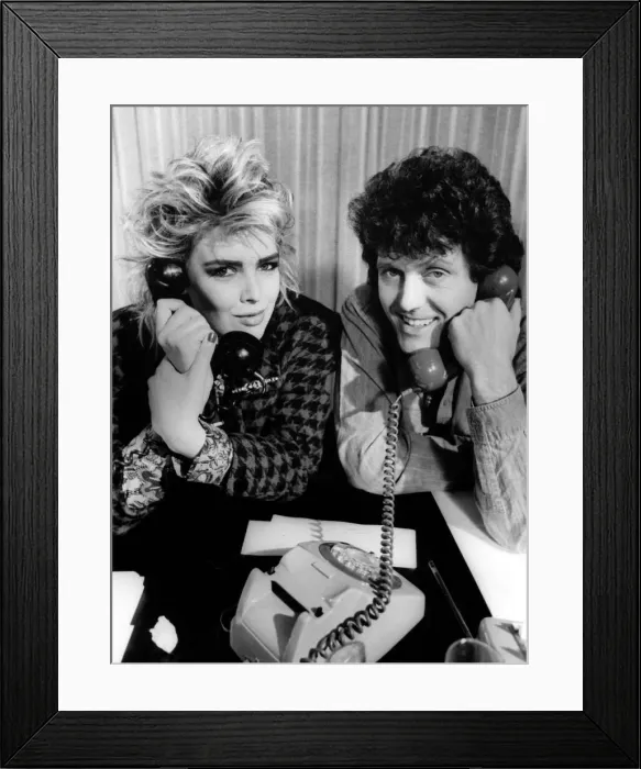 Framed Print : Singers Alvin Stardust and Kim Wilde man the telephones at the television studios 6 Framed Print : Singers Alvin Stardust and Kim Wilde man the telephones at the television studios 6