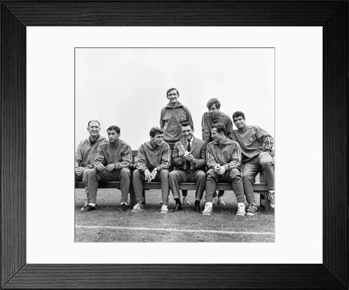 Framed Print : Members of the Spain football squad take a look a the Jules Rimet World Cup trophy at a Framed Print : Members of the Spain football squad take a look a the Jules Rimet World Cup trophy at a