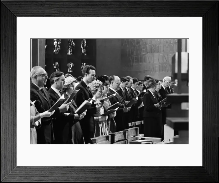 Framed Print : The first service takes place in the new Coventry Cathedral. May 1962 Framed Print : The first service takes place in the new Coventry Cathedral. May 1962