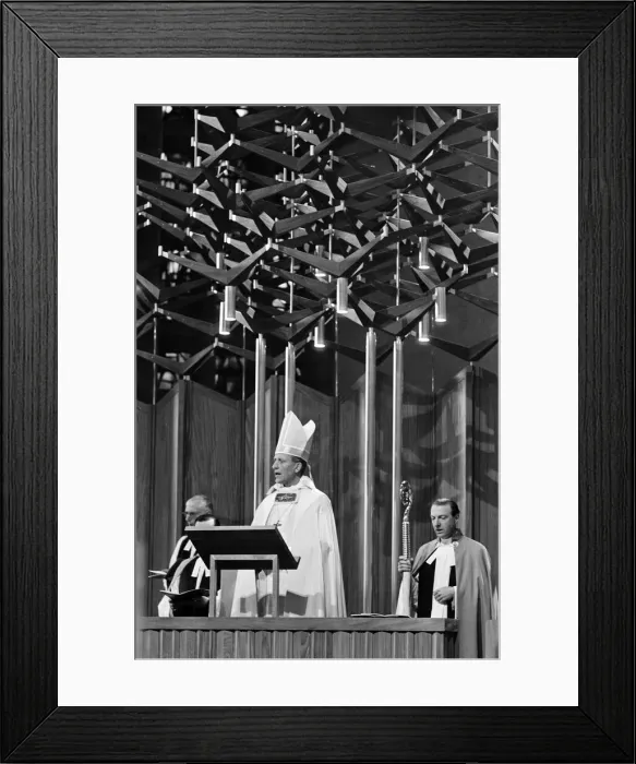 Framed Print : The first service takes place in the new Coventry Cathedral. May 1962 Framed Print : The first service takes place in the new Coventry Cathedral. May 1962