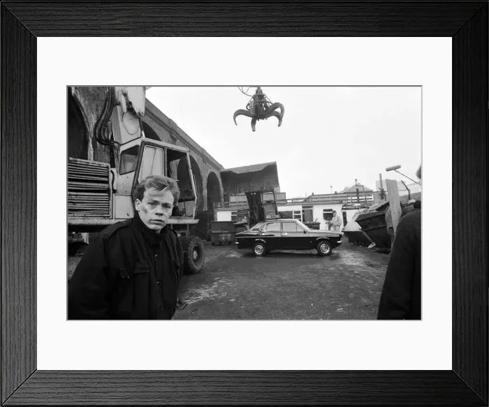 Framed Print : UB40 filming a video film in a scrapyard. The video film will feature songs from their Framed Print : UB40 filming a video film in a scrapyard. The video film will feature songs from their