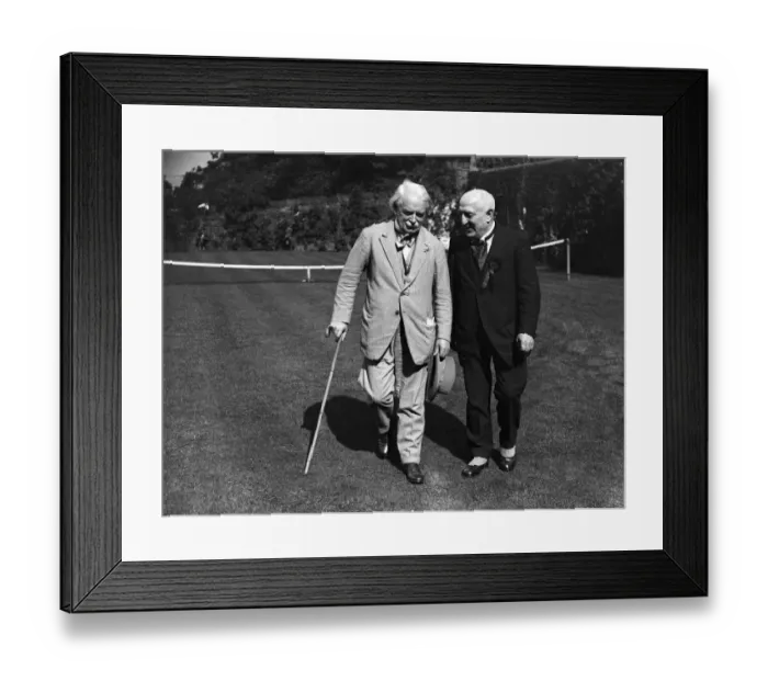 Framed Print : David Lloyd George with Henry Fildes, whose Liberal candidature he went to Stockport to