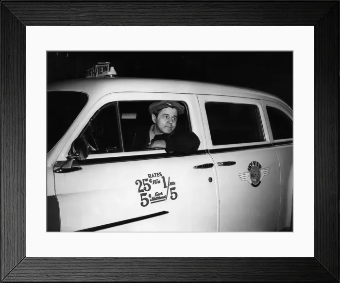 Framed Print : New York yellow taxi driver Michael Gandiosa. 18th November 1955