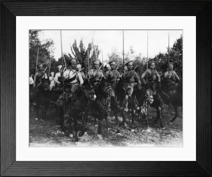 Framed Print : Cossacks attached to the 5th Siberians in Poland. 19th July 1916 Framed Print : Cossacks attached to the 5th Siberians in Poland. 19th July 1916