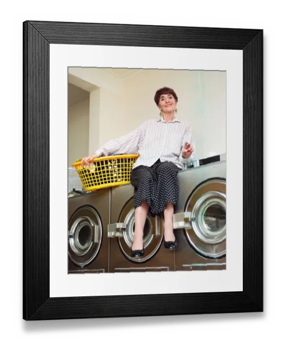 Framed Print : EastEnders star June Brown in a launderette. 6th February 1997 Framed Print : EastEnders star June Brown in a launderette. 6th February 1997