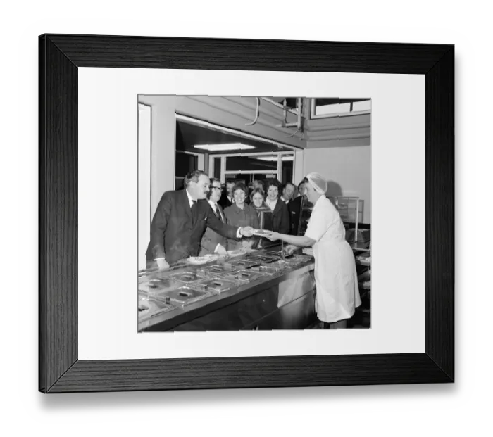 Framed Print : A new style cafeteria opens at ICI WIlton. 1971