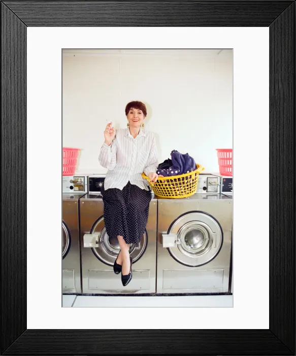 Framed Print : EastEnders star June Brown in a launderette. 6th February 1997 Framed Print : EastEnders star June Brown in a launderette. 6th February 1997