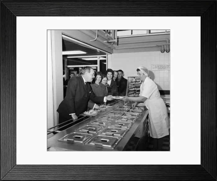 Framed Print : A new style cafeteria opens at ICI WIlton. 1971