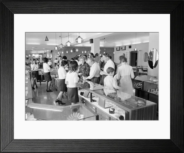 Framed Print : Looking for bargains, souvenir shopping, Majorca, Spain, August 1971 Framed Print : Looking for bargains, souvenir shopping, Majorca, Spain, August 1971