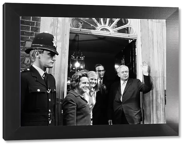 Harold Wilson and his wife Mary arrive back at No. 10 Downing Street