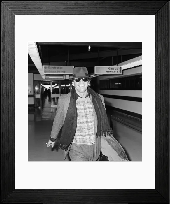 Framed Print : Jack Nicholson arrives in London. 25th February 1984 Framed Print : Jack Nicholson arrives in London. 25th February 1984
