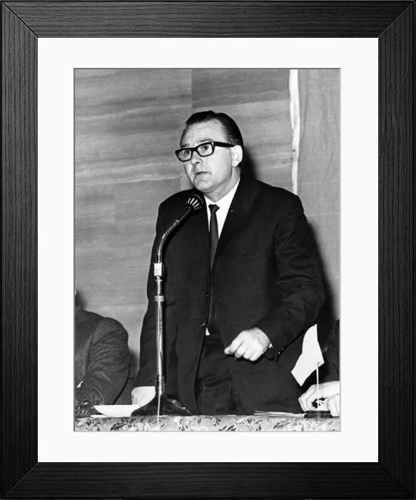 Framed Print : Jack Brooks, Baron Brooks of Tremorfa (1979), speaking on the current crisis in Eastern Framed Print : Jack Brooks, Baron Brooks of Tremorfa (1979), speaking on the current crisis in Eastern
