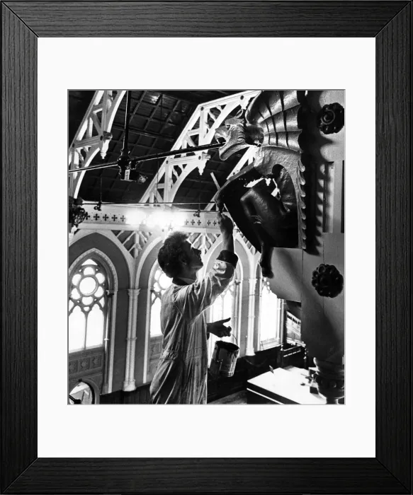 Framed Print : A man at work in Middlesbrough Town Hall. 15th August 1979 Framed Print : A man at work in Middlesbrough Town Hall. 15th August 1979