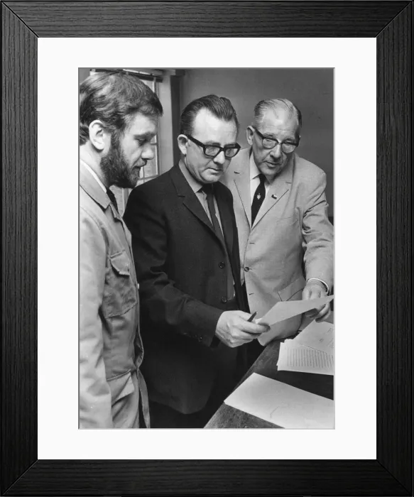 Framed Print : Jack Brooks, Baron Brooks of Tremorfa (1979), (centre) pictured at morning news press Framed Print : Jack Brooks, Baron Brooks of Tremorfa (1979), (centre) pictured at morning news press