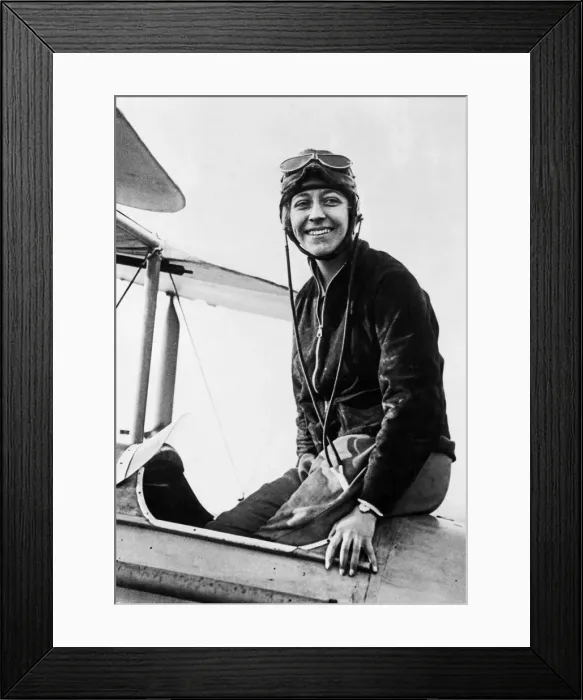Framed Print : British aviator Amy Johnson pictured in the cockpit of her Gipsy Moth plane before before Framed Print : British aviator Amy Johnson pictured in the cockpit of her Gipsy Moth plane before before