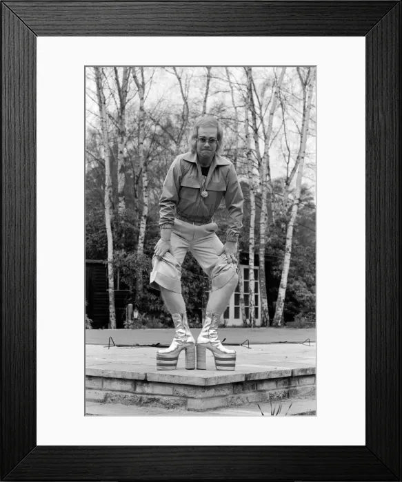 Framed Print : Elton John, singer, pictured at home in Virginia Water, in 1973 Framed Print : Elton John, singer, pictured at home in Virginia Water, in 1973