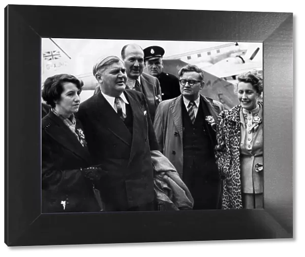 Aneurin Bevan at Renfrew Airport, he is on a four day visit to the West of Scotland