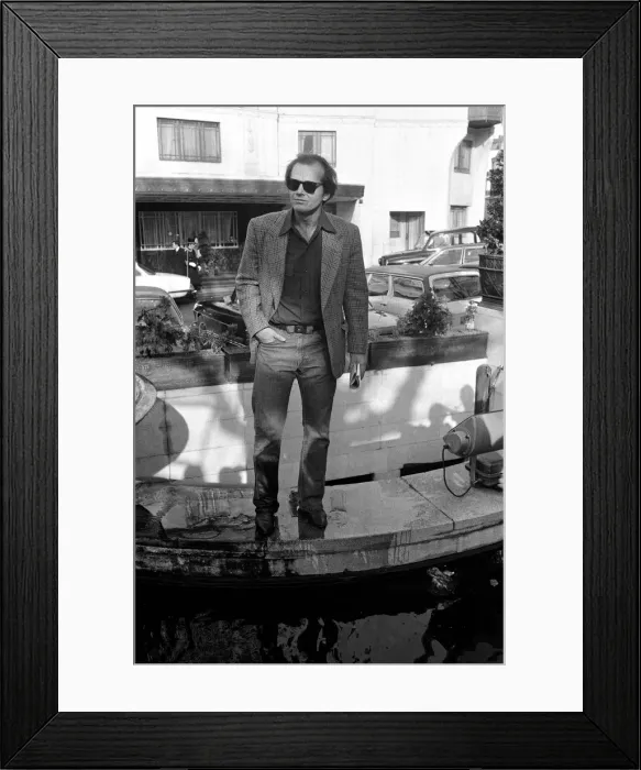 Framed Print : Jack Nicholson poses for photographers outside The Dorchester Hotel to promote his new Framed Print : Jack Nicholson poses for photographers outside The Dorchester Hotel to promote his new