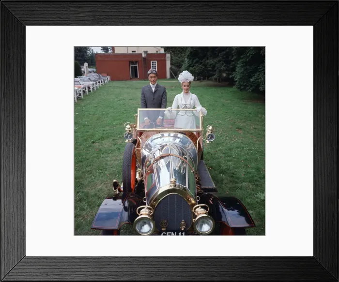 Framed Print : American actor Dick van Dyke and actress Ann Howes with the car which co-stars in their Framed Print : American actor Dick van Dyke and actress Ann Howes with the car which co-stars in their