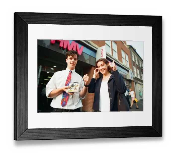 Framed Print : Oasis third album Be Here Now goes on sale at HMV. 21st August 1997