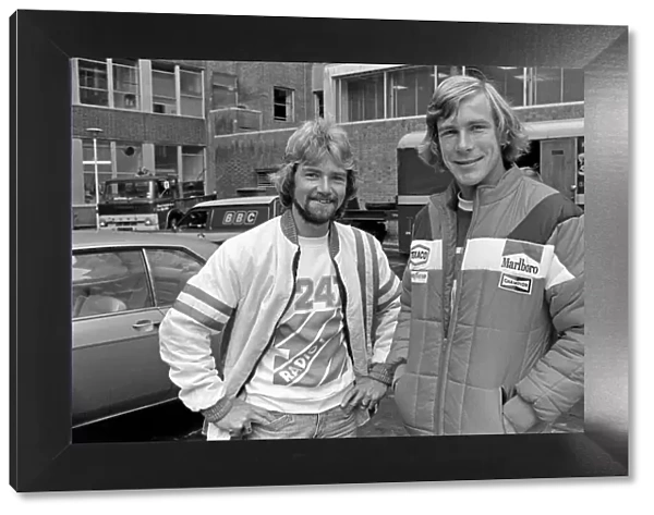 Motor Racing Driver James Hunt (right) and Radio One DJ Noel Edmonds (left