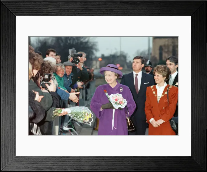 Framed Print : Queen Elizabeth II visits Huddersfield to open a rugby club. 30th November 1990 Framed Print : Queen Elizabeth II visits Huddersfield to open a rugby club. 30th November 1990