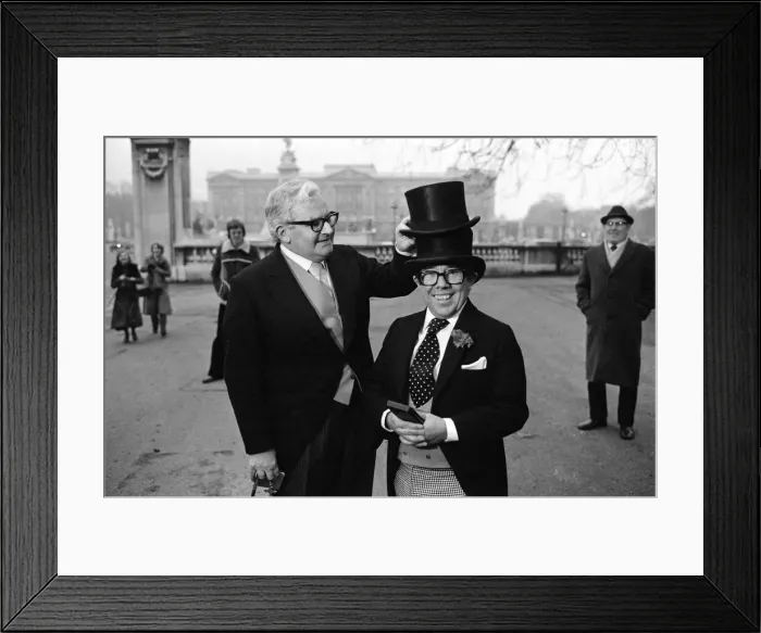 Framed Print : The Two Ronnies (Ronnie Barker and Ronnie Corbett), after receiving their decorations Framed Print : The Two Ronnies (Ronnie Barker and Ronnie Corbett), after receiving their decorations