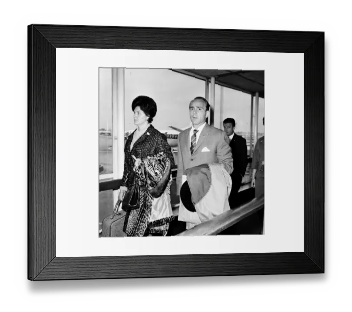 Framed Print : Football player Alfredo Di Stefano and his wife arriving at London Airport Framed Print : Football player Alfredo Di Stefano and his wife arriving at London Airport