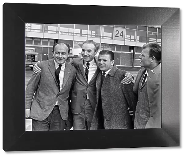Stanley Matthews (second from left) meets (left to right) Alfredo Di Stefano