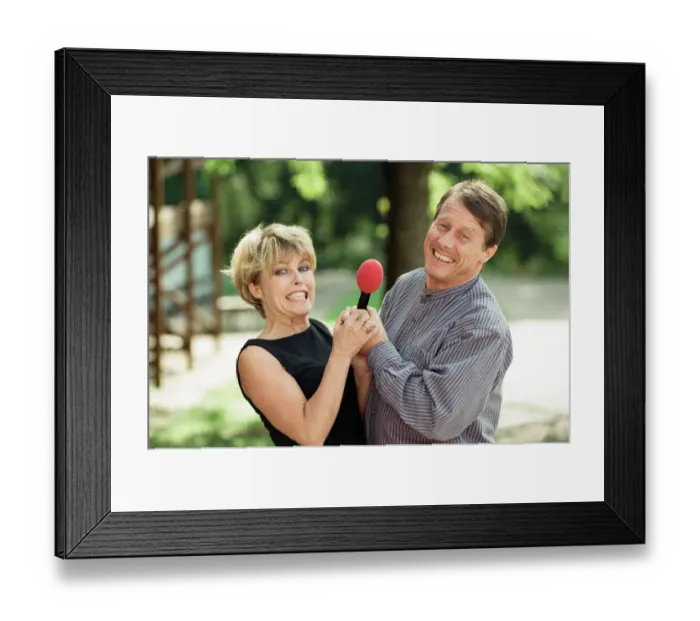 Framed Print : Radio WM presenters Tony Wadsworth and Julie Mayer. 10th September 1997