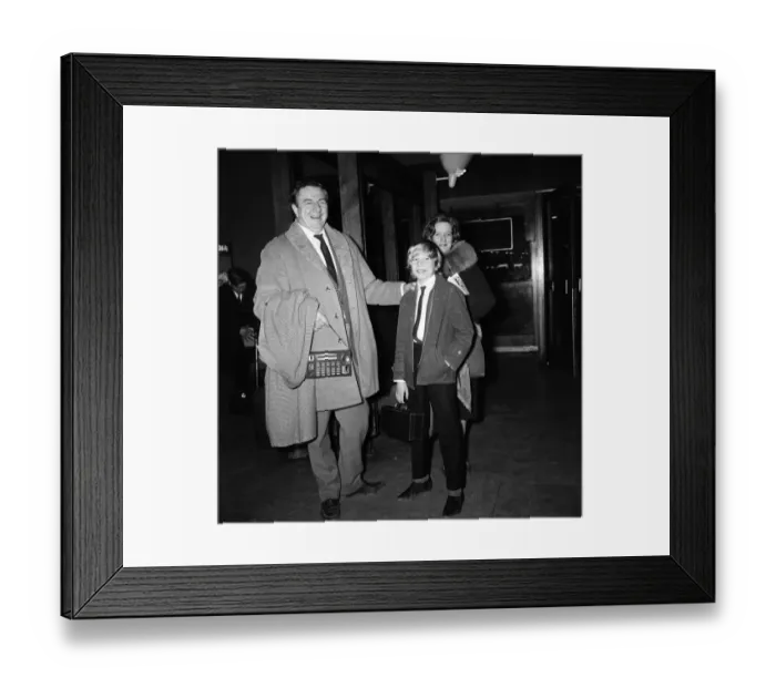 Framed Print : Actor Rupert Davies leaving London airport (Heathrow) to go to Dublin where he will be