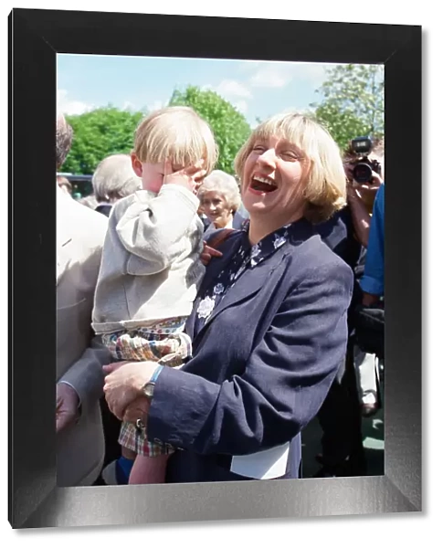 Victoria Wood pictured with her son Henry Durham at the unveiling of the Eric Morecambe