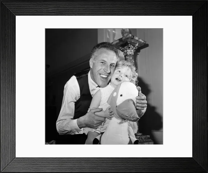 Framed Print : it was a happy day for the Bruce Forsyth family. Bruce celebrated with champagne - his