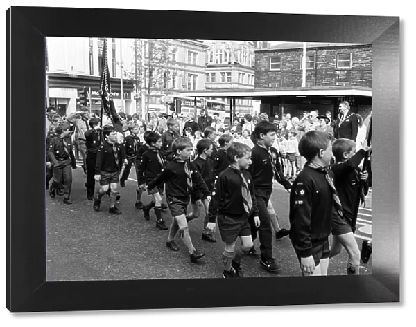 Scouts from the Huddersfield South-West district marched from the Town Hall to the Parish