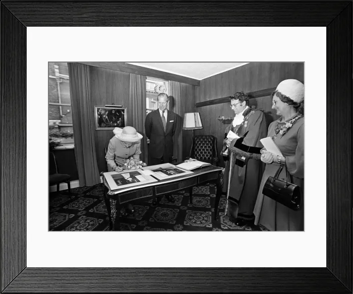 Framed Print : Queen Elizabeth II and Prince Philip, Duke of Edinburgh visit Stockton Town Centre during Framed Print : Queen Elizabeth II and Prince Philip, Duke of Edinburgh visit Stockton Town Centre during