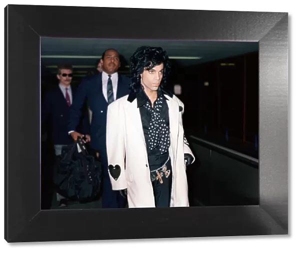 American pop star Prince at Heathrow Airport. Ahead of his concerts in the UK for his