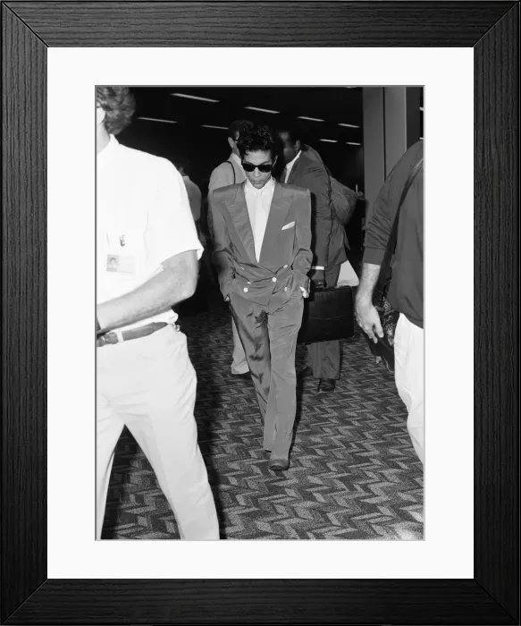 Framed Print : Prince, american singer, at London Heathrow Airport, leaving for The Netherlands Framed Print : Prince, american singer, at London Heathrow Airport, leaving for The Netherlands