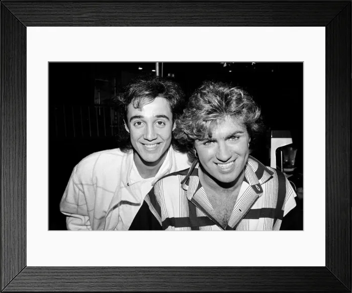 Framed Print : George Michael and Andrew Ridgeley of the pop group Wham! 2nd November 1984 Framed Print : George Michael and Andrew Ridgeley of the pop group Wham! 2nd November 1984