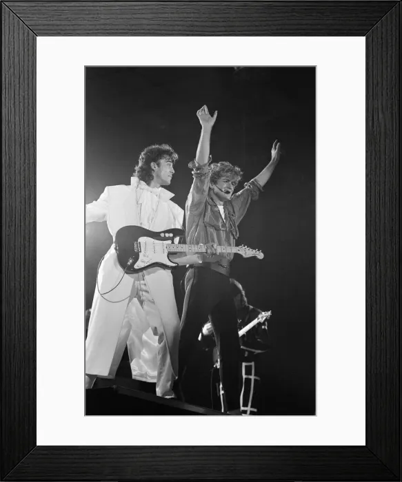 Framed Print : Pop group Wham! in concert at Whitley Bay. December 1984
